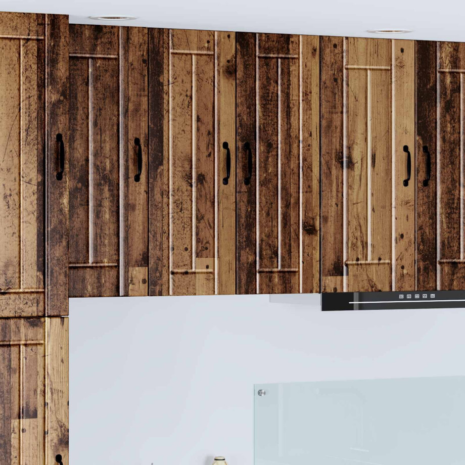 vidaXL Wandkast LUCCA 2 pcs Oud hout 30 x 31 x 80 cm Bewerkt hout afbeelding 1