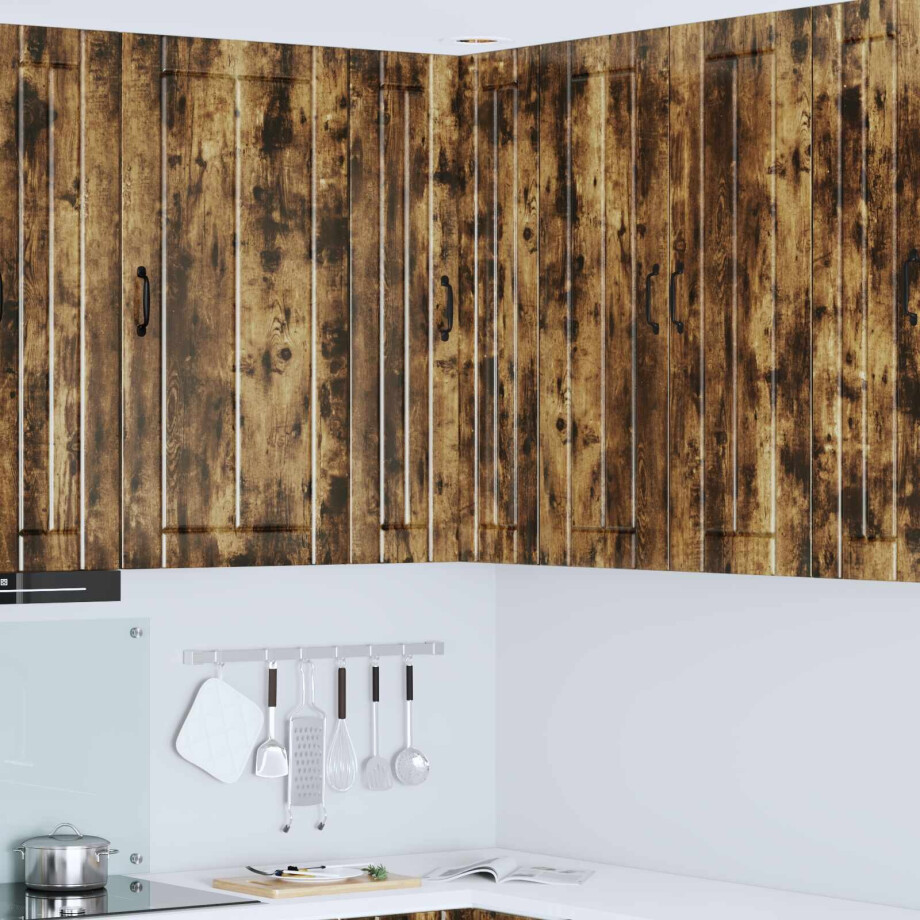 vidaXL Wandhoekkast LUCCA Gerookt eiken 57 x 57 x 100 cm Bewerkt hout afbeelding 1
