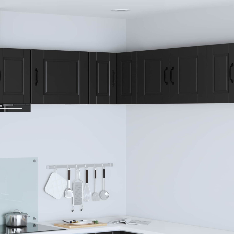 vidaXL Wandhoekkast PORTO Zwart 57 x 57 x 40 cm Bewerkt hout afbeelding 1