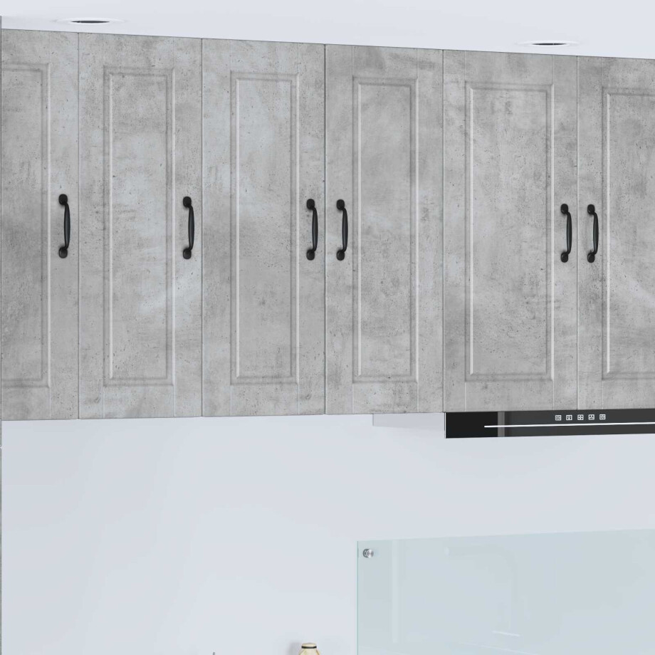 vidaXL Wandkast PORTO 2 pcs Beton Grijs 30 x 31 x 80 cm Bewerkt hout afbeelding 1
