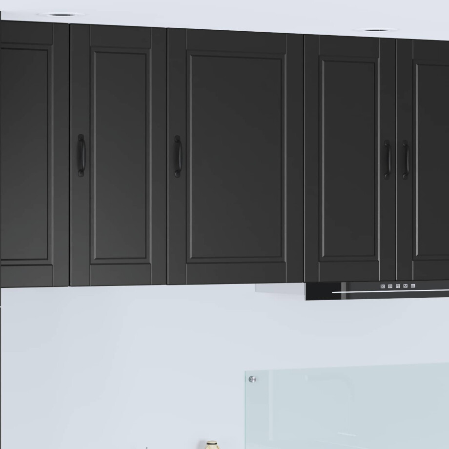 vidaXL Wandkast PORTO Zwart 50 x 31 x 80 cm Bewerkt hout afbeelding 1