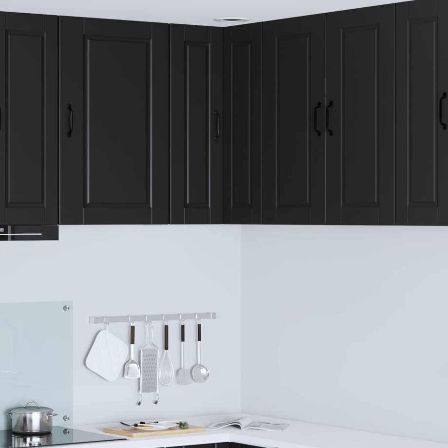 vidaXL Wandhoekkast PORTO Zwart 57 x 57 x 80 cm Bewerkt hout afbeelding 1