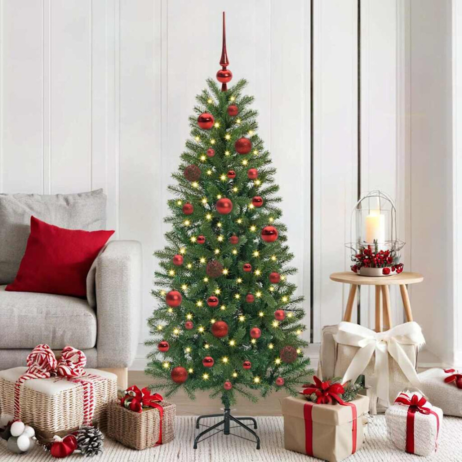 vidaXL Kerstbal Set met 150 LED 61 pcs Rood Kunststof afbeelding 1