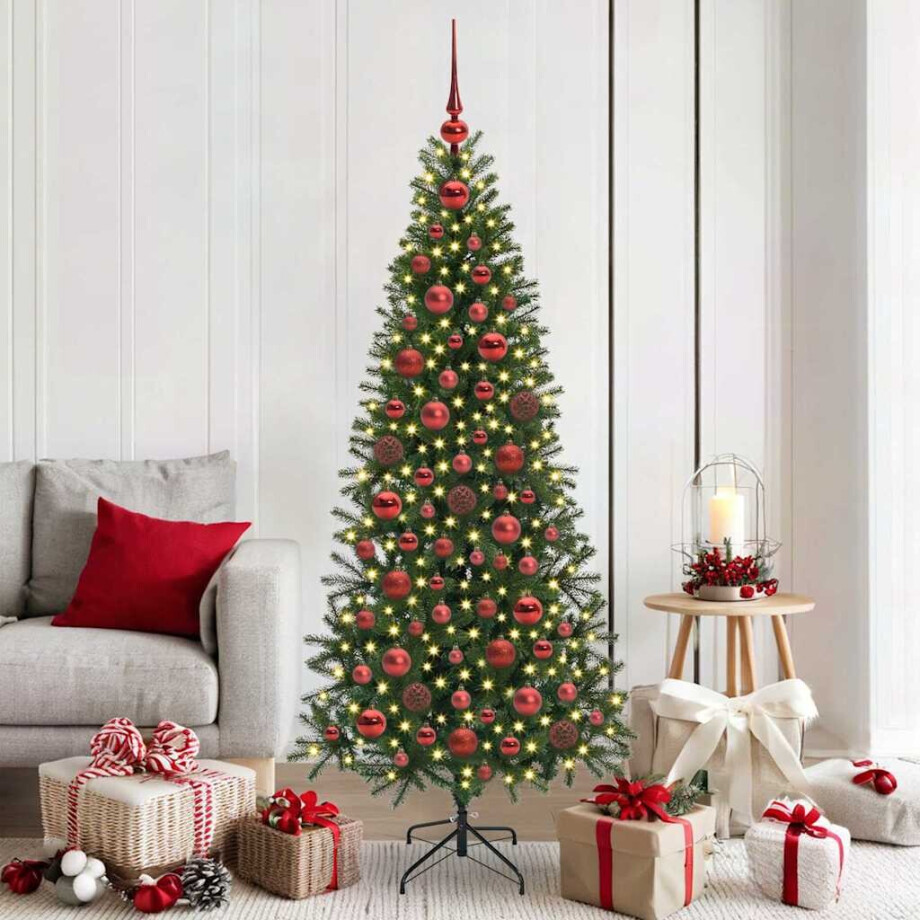 vidaXL Kerstbal Set met 300 LED 120 pcs Rood Kunststof afbeelding 1