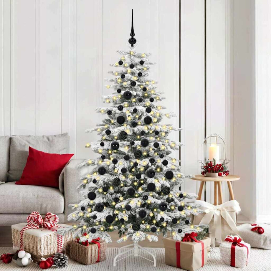 vidaXL Kerstbal Set met 300 LED 120 pcs Zwart Kunststof vidaXL Kerstbal Set met 300 LED 120 pcs Zwart Kunststof afbeelding 1