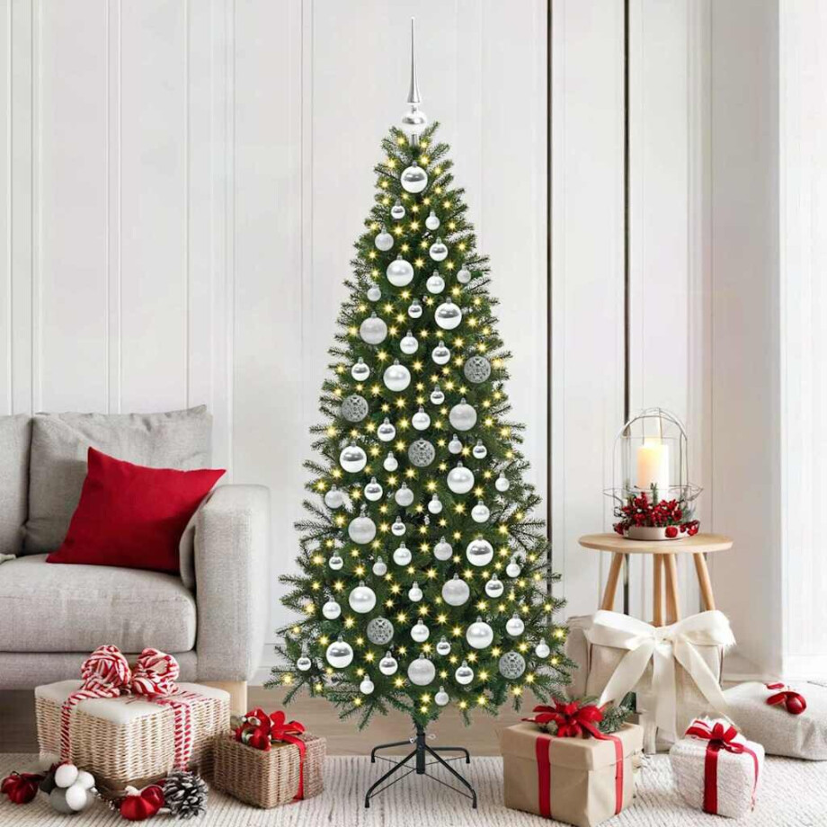 vidaXL Kerstbal Set met 300 LED 120 pcs Zilver Kunststof afbeelding 1