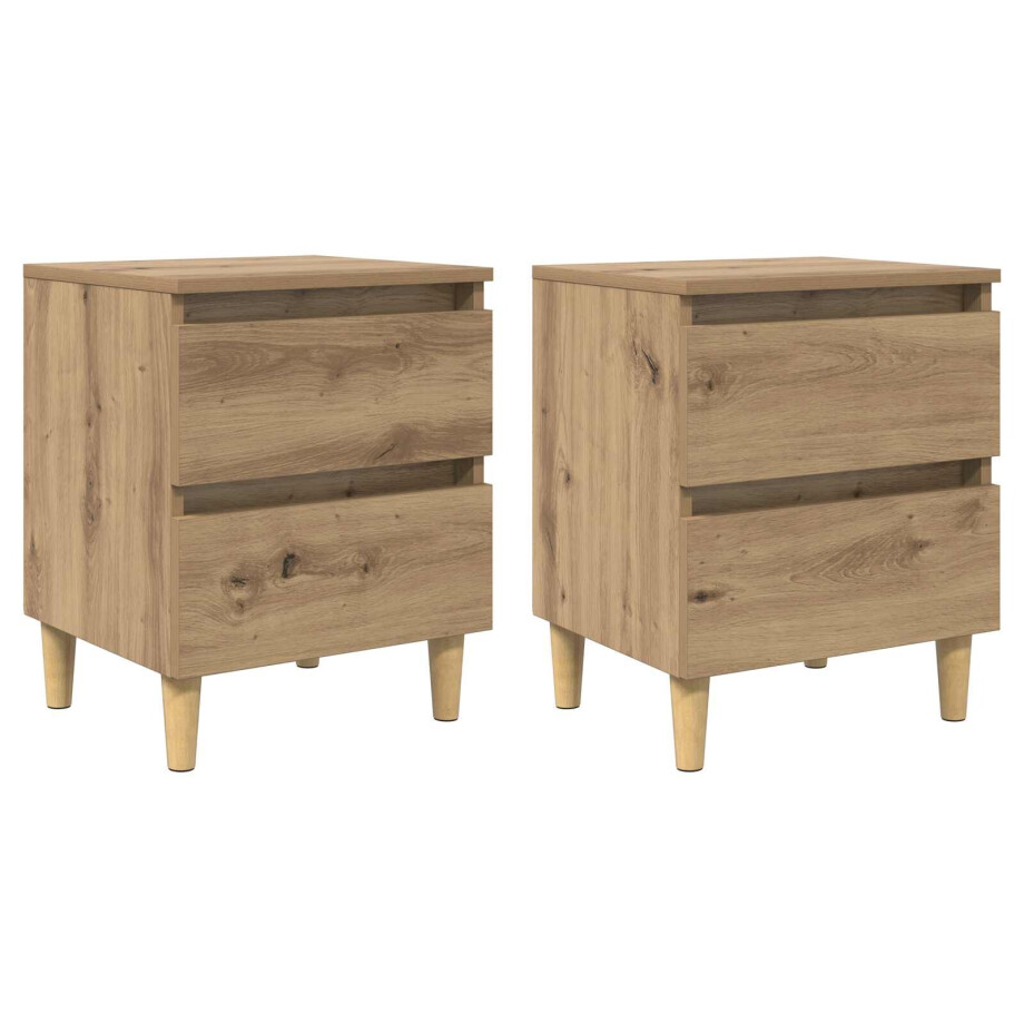 vidaXL Bedkasten 2 pcs Artisan Eiken 40 x 35 x 50 cm Bewerkt hout afbeelding 1