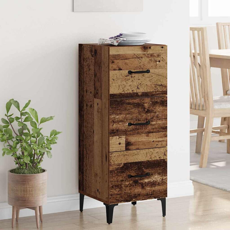 vidaXL Dressoir met lade Oud Hout 34,5 x 34 x 90 cm Bewerkt hout vidaXL Dressoir met lade Oud Hout 34,5 x 34 x 90 cm Bewerkt hout afbeelding 1