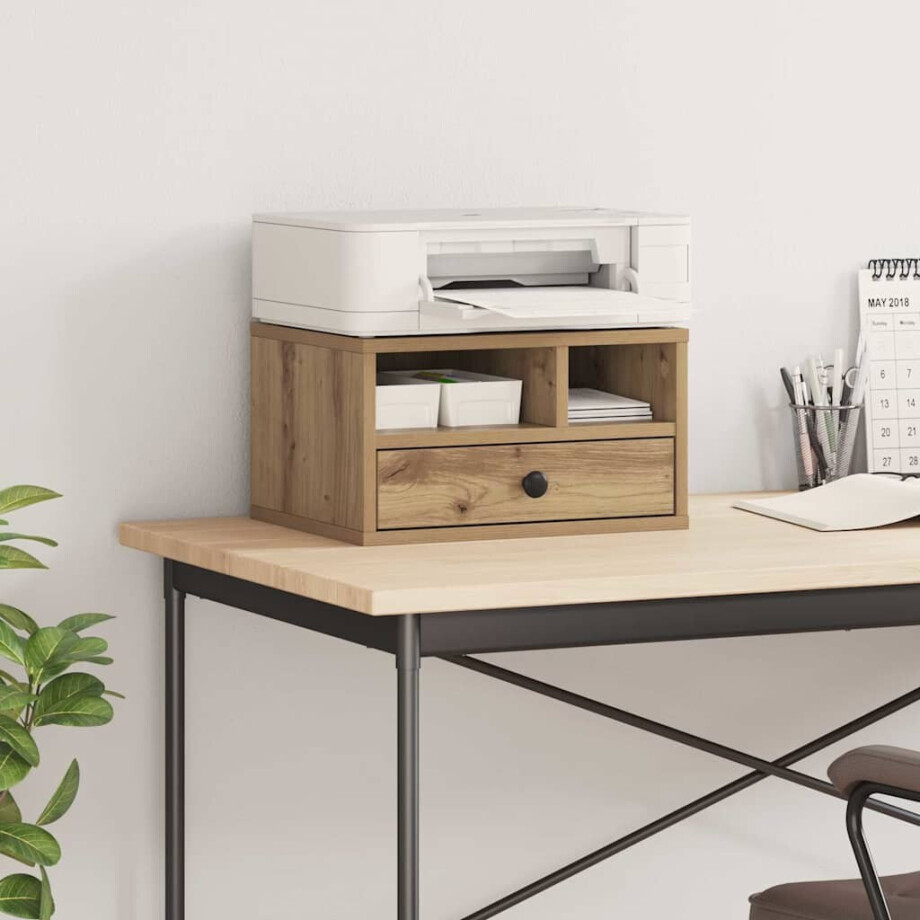 vidaXL Printerstand Artisan Eiken 40 x 32 x 24 cm Bewerkt hout vidaXL Printerstand Artisan Eiken 40 x 32 x 24 cm Bewerkt hout afbeelding 1