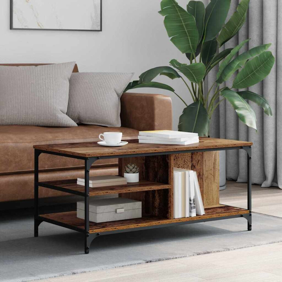 vidaXL Salontafel Oud Hout 100 x 50 x 45 cm Bewerkt hout vidaXL Salontafel Oud Hout 100 x 50 x 45 cm Bewerkt hout afbeelding 1