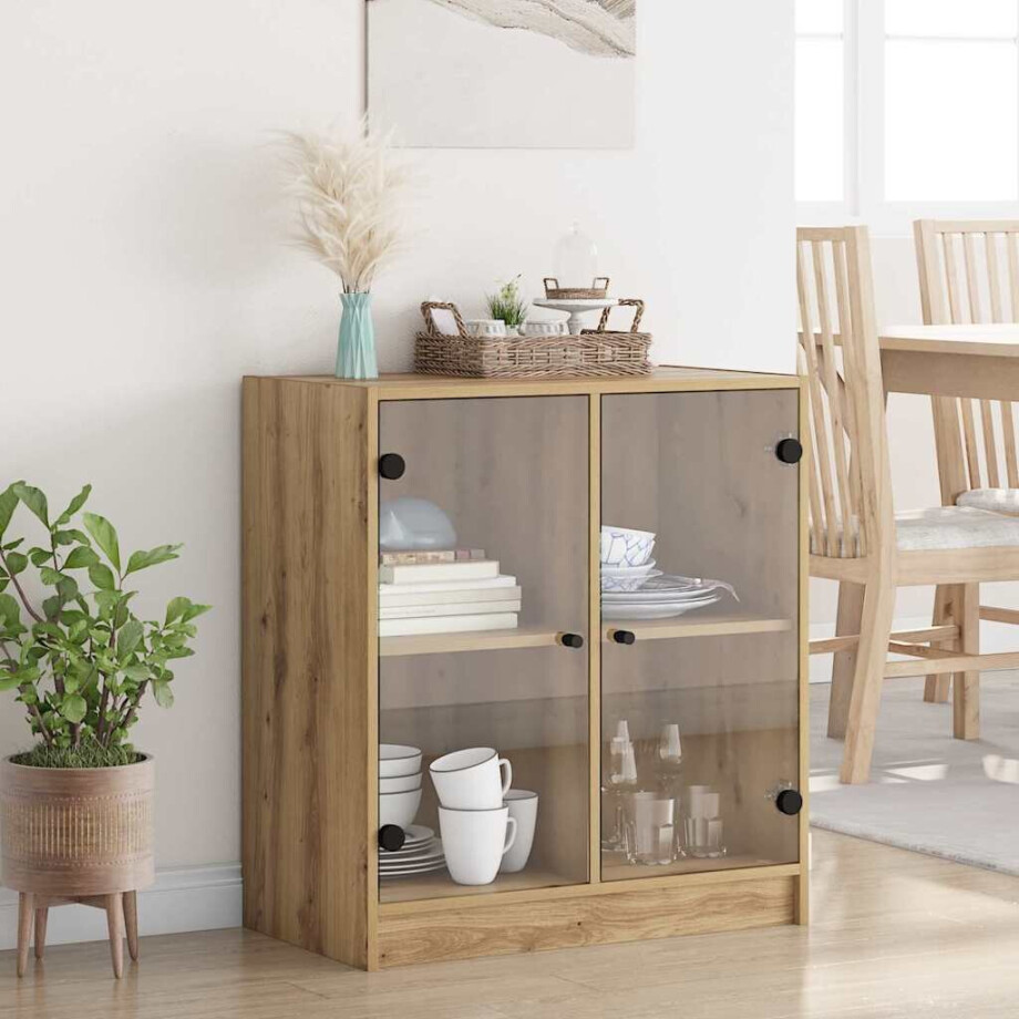 vidaXL Bijzetkast Artisan Eiken 68 x 37 x 75,5 cm Bewerkt hout vidaXL Bijzetkast Artisan Eiken 68 x 37 x 75,5 cm Bewerkt hout afbeelding 1