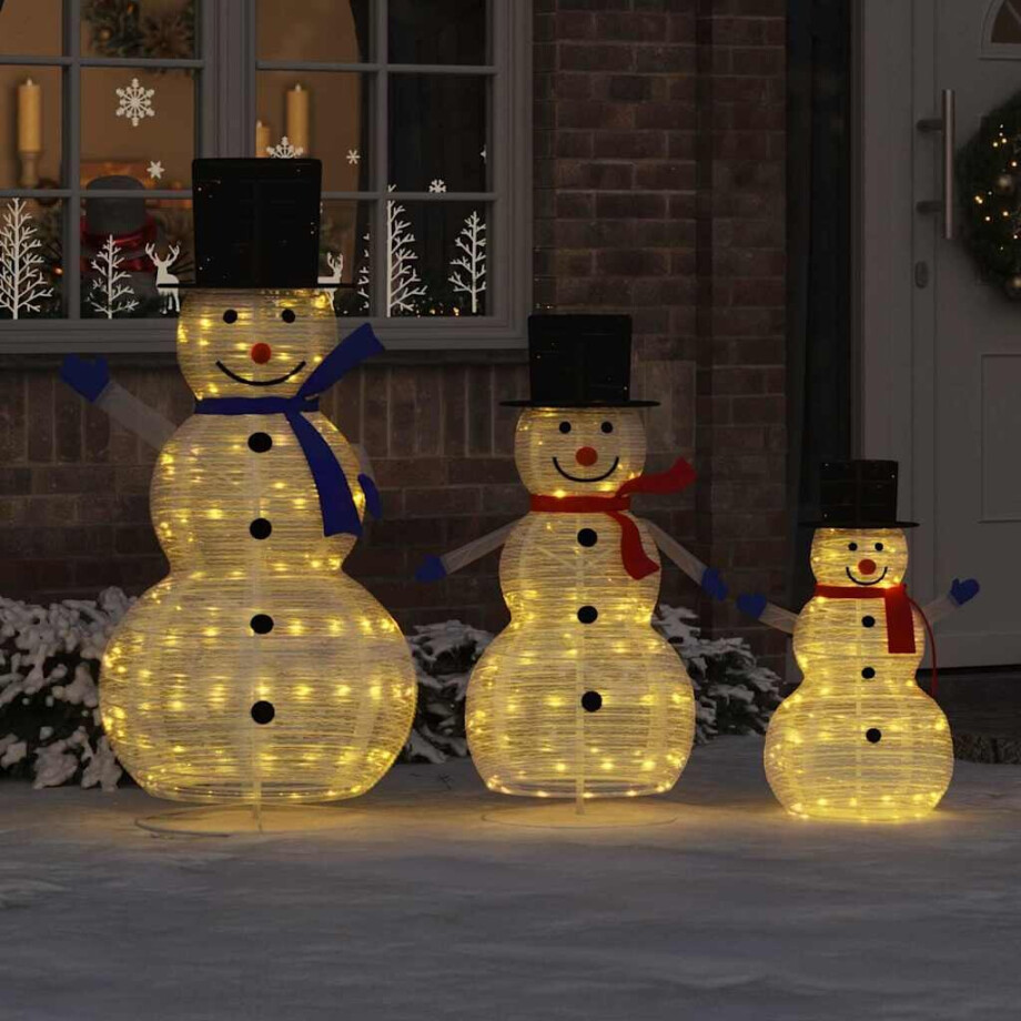 vidaXL Kerst Sneeuwman Familie met 270 LED 3 pcs Warmwit Stof afbeelding 1