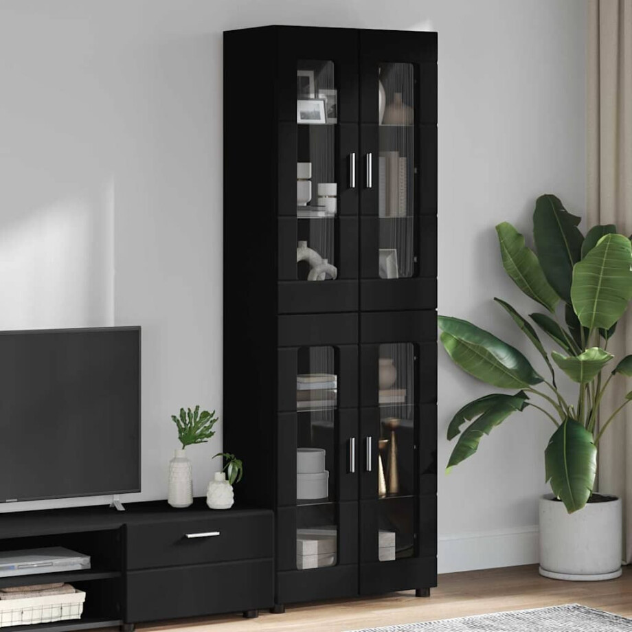 vidaXL Hoge kast met plank FLORIN Zwart 60 x 35 x 182 cm Bewerkt hout afbeelding 1