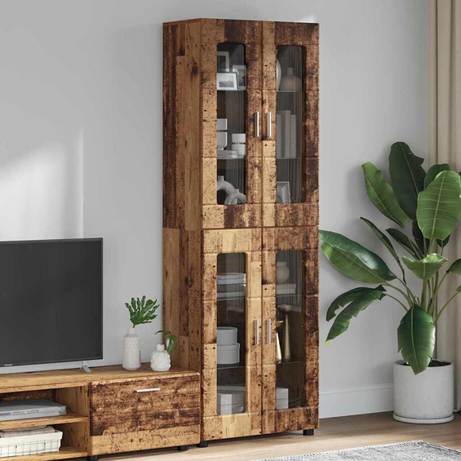 vidaXL Hoge kast FLORIN Oudhout 60 x 35 x 182 cm Bewerkt hout vidaXL Hoge kast FLORIN Oudhout 60 x 35 x 182 cm Bewerkt hout afbeelding 1