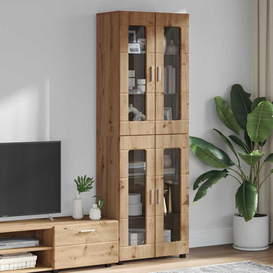 vidaXL Hoge kast FLORIN Artisan Eiken 60 x 35 x 182 cm Bewerkt hout afbeelding 1