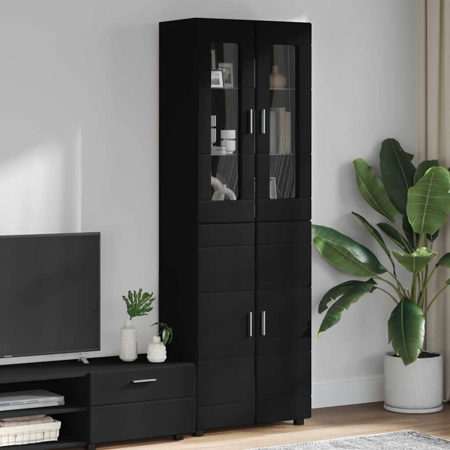 vidaXL Hoge kast met plank FLORIN Zwart 60 x 35 x 182 cm Bewerkt hout afbeelding 1