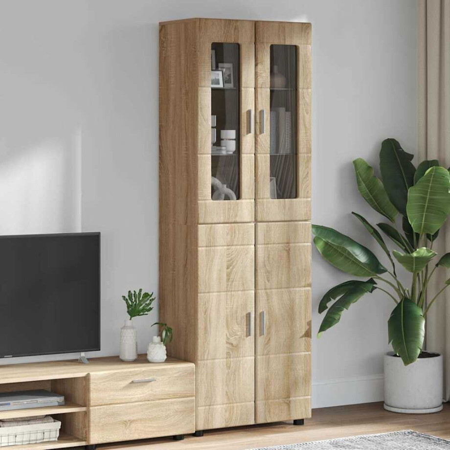 vidaXL Hoge kast FLORIN Sonoma Eiken 60 x 35 x 182 cm Bewerkt hout afbeelding 1