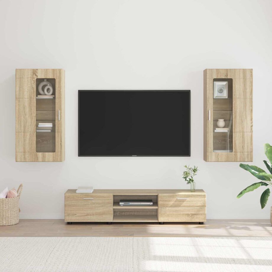 vidaXL Tv-meubelset met lade FLORIN 3 pcs Sonoma Eiken Bewerkt hout afbeelding 1