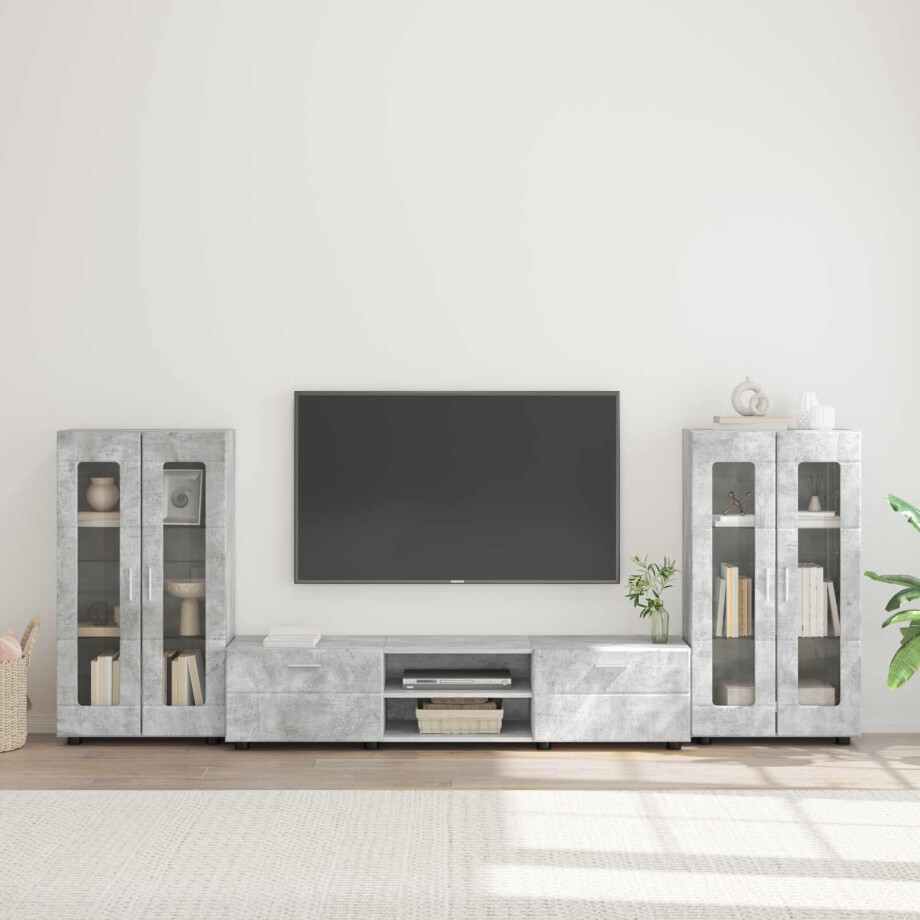 vidaXL Tv-meubelset met lade FLORIN 3 pcs Beton Grijs Bewerkt hout afbeelding 1