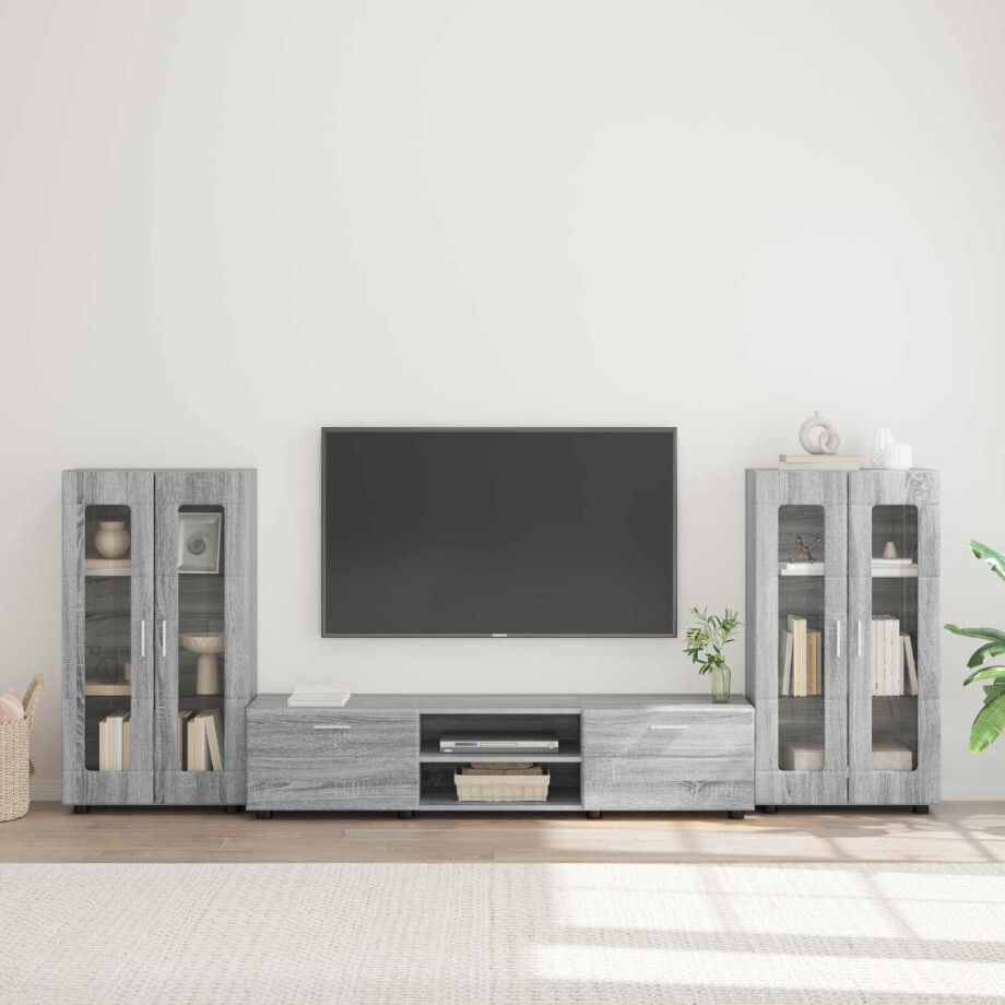 vidaXL Tv-meubelset met lade FLORIN 3 pcs Grijs Sonoma Bewerkt hout afbeelding 1