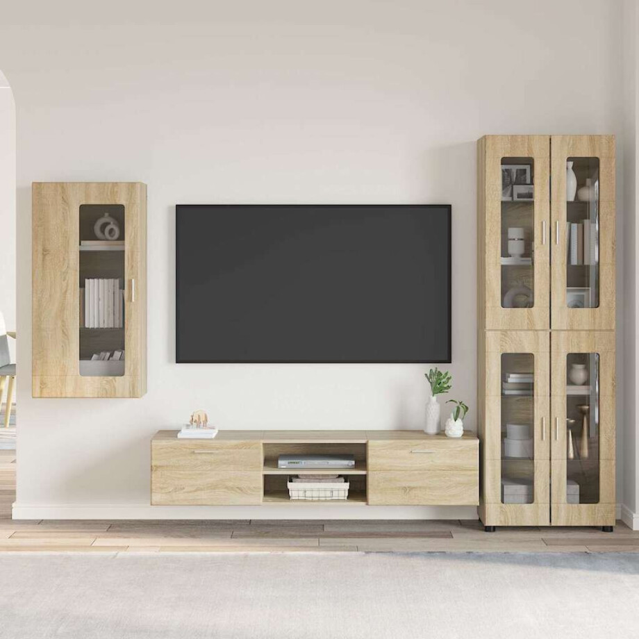 vidaXL Tv-meubelset met lade FLORIN 3 pcs Sonoma Eiken Bewerkt hout afbeelding 1