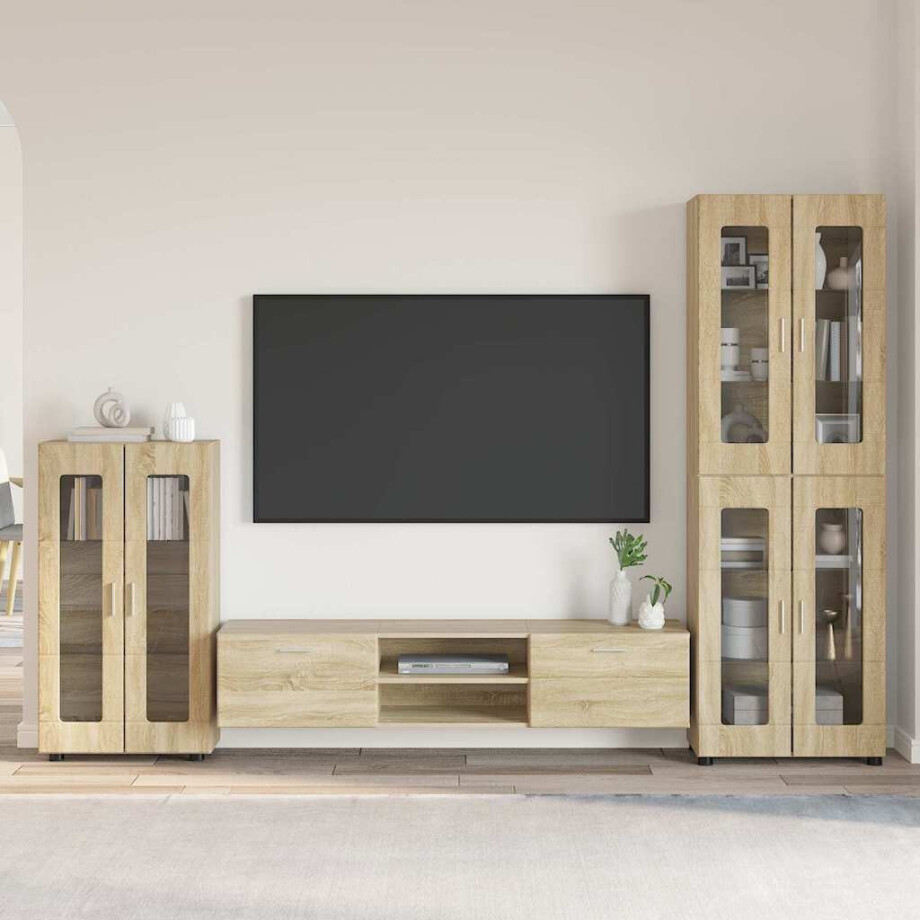 vidaXL Tv-meubelset met lade FLORIN 3 pcs Sonoma Eiken Bewerkt hout afbeelding 1