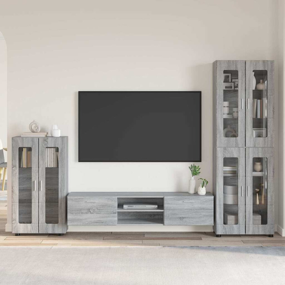 vidaXL Tv-meubelset met lade FLORIN 3 pcs Grijs Sonoma Bewerkt hout afbeelding 1