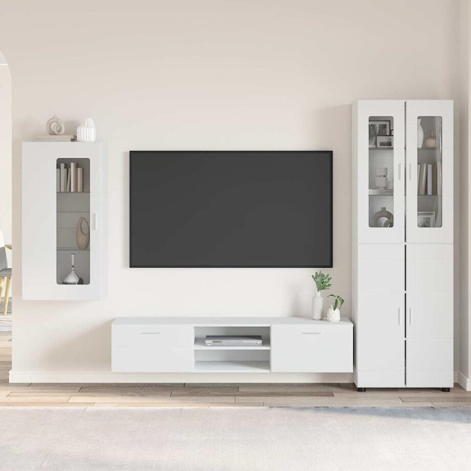 vidaXL Tv-meubelset met lade met plank FLORIN 3 pcs Wit Bewerkt hout afbeelding 1