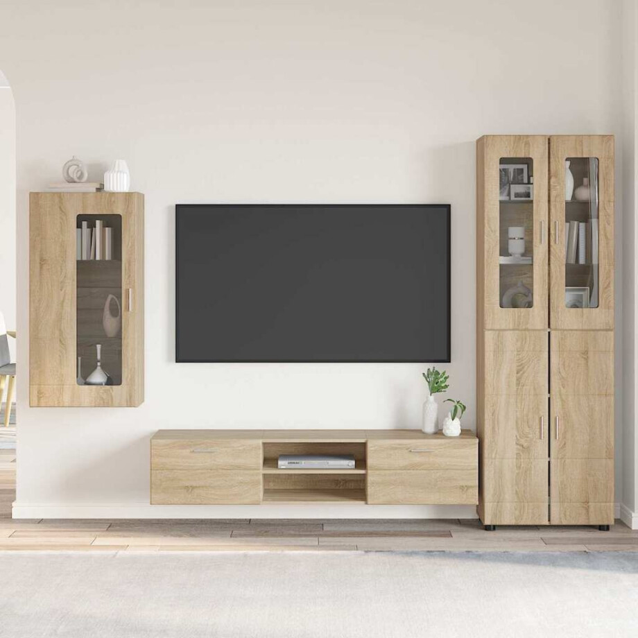 vidaXL Tv-meubelset met lade FLORIN 3 pcs Sonoma Eiken Bewerkt hout afbeelding 1