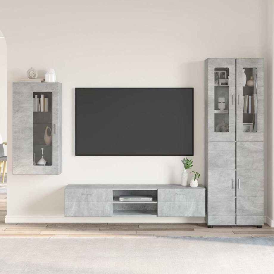 vidaXL Tv-meubelset met lade FLORIN 3 pcs Beton Grijs Bewerkt hout afbeelding 1