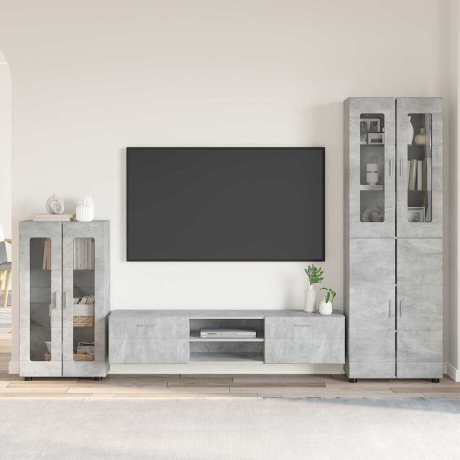 vidaXL Tv-meubelset met lade FLORIN 3 pcs Beton Grijs Bewerkt hout afbeelding 1