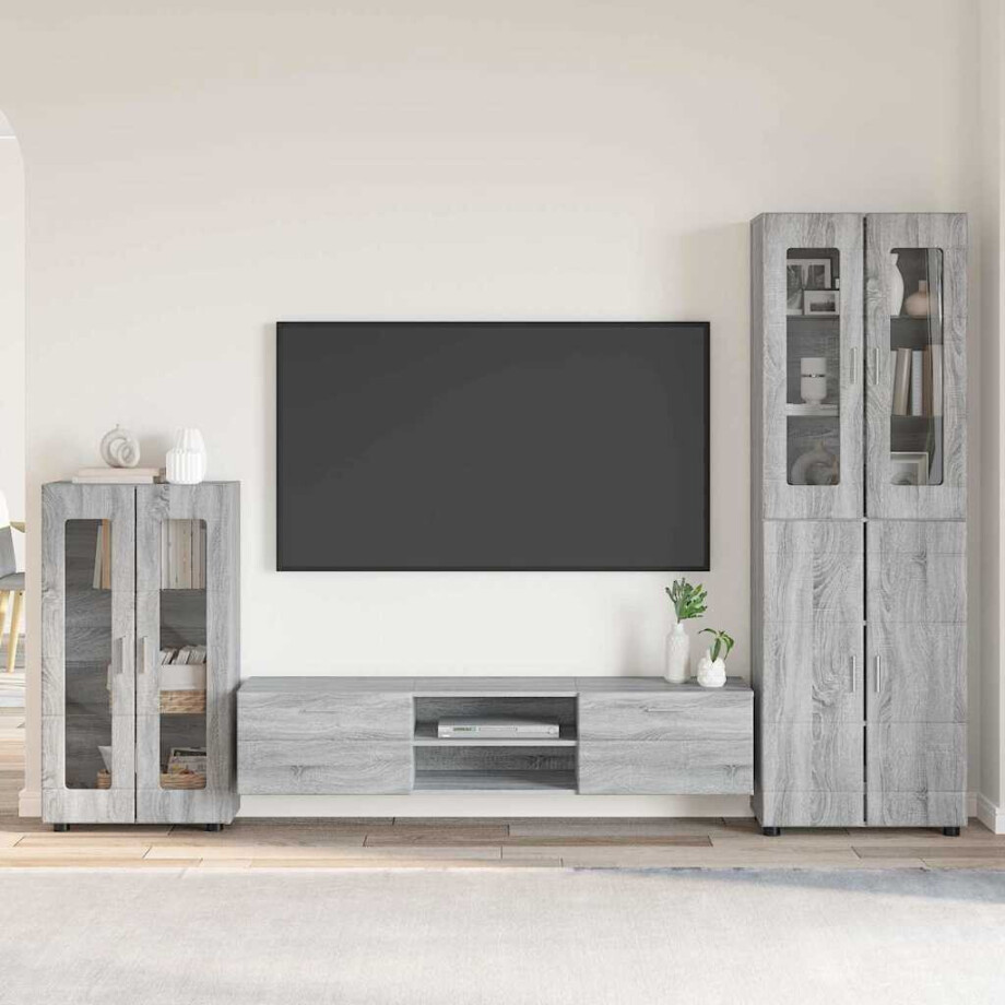 vidaXL Tv-meubelset met lade FLORIN 3 pcs Grijs Sonoma Bewerkt hout afbeelding 1