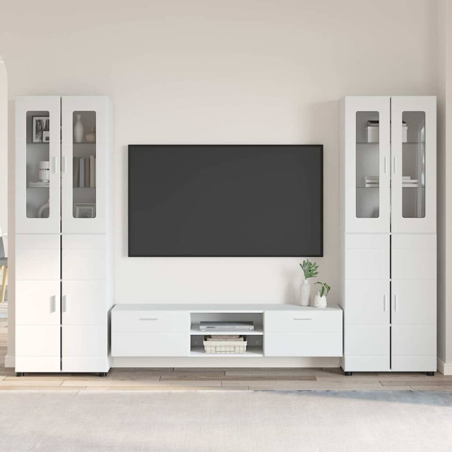 vidaXL Tv-meubelset met lade met plank FLORIN 3 pcs Wit Bewerkt hout afbeelding 1