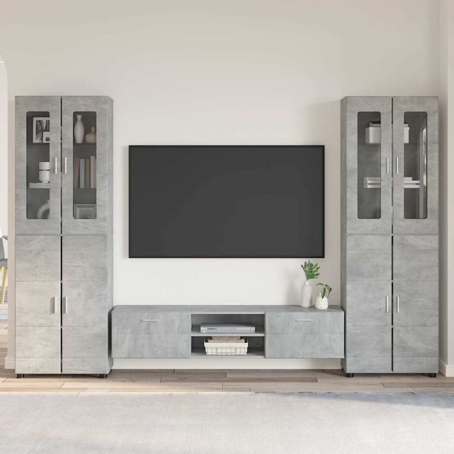 vidaXL Tv-meubelset met lade FLORIN 3 pcs Beton Grijs Bewerkt hout afbeelding 1