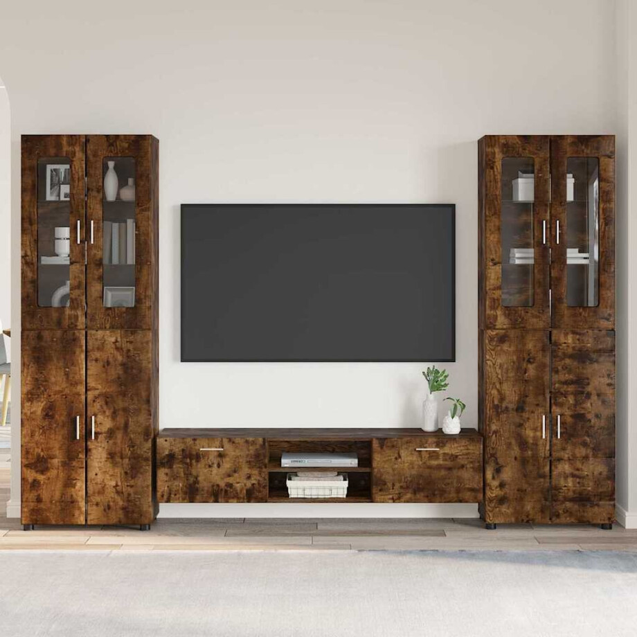 vidaXL Tv-meubelset met lade FLORIN 3 pcs Gerookt eiken Bewerkt hout afbeelding 1