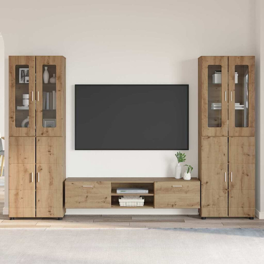 vidaXL Tv-meubelset met lade FLORIN 3 pcs Artisan Eiken Bewerkt hout afbeelding 1