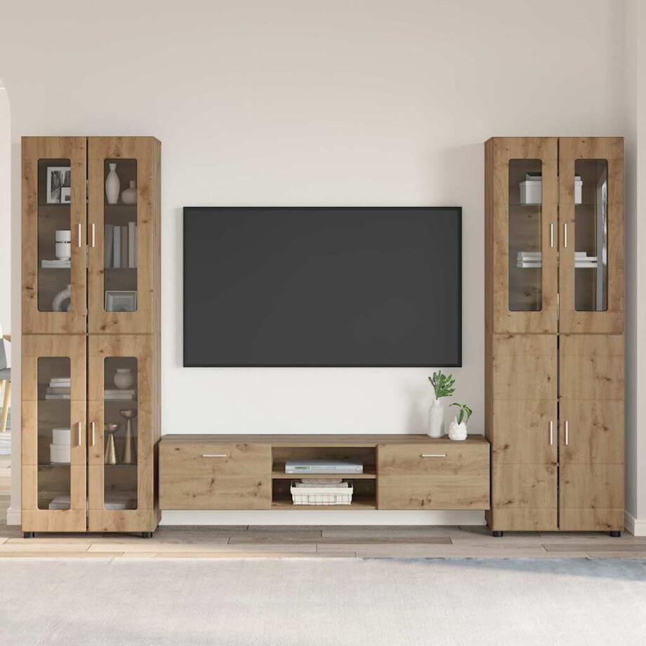vidaXL Tv-meubelset met lade FLORIN 3 pcs Artisan Eiken Bewerkt hout afbeelding 1