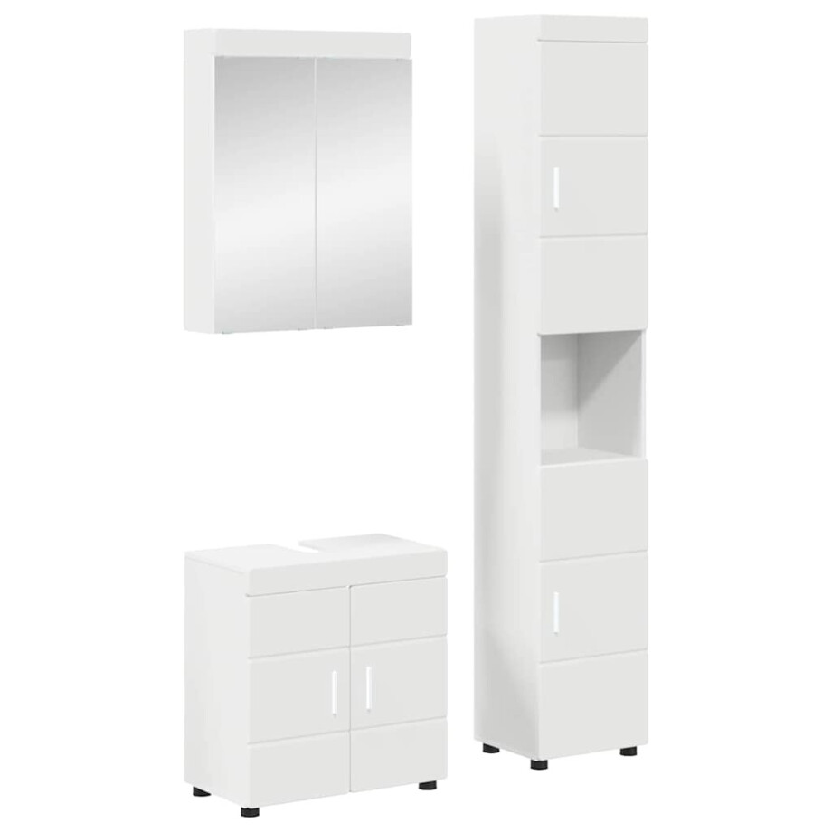 vidaXL Badkamermeubelset met plank met opslag TULUM Wit Bewerkt hout vidaXL Badkamermeubelset met plank met opslag TULUM Wit Bewerkt hout afbeelding 1