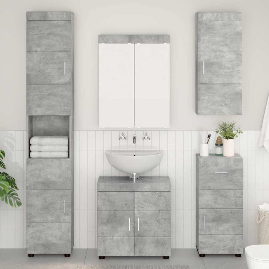 vidaXL Badkamermeubelset TULUM 5 st Beton Grijs 60 x 34 x 63 cm vidaXL Badkamermeubelset TULUM 5 st Beton Grijs 60 x 34 x 63 cm afbeelding 1
