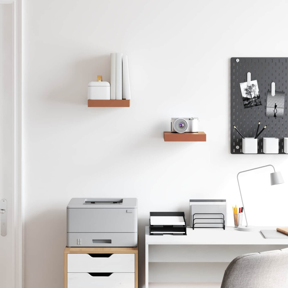 vidaXL Wandplank met opslag 2 pcs Rood 23 x 23,5 x 4 cm Bewerkt hout afbeelding 1