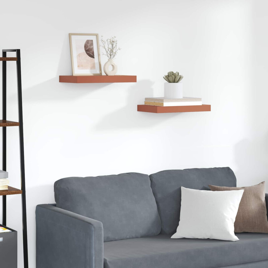 vidaXL Wandplank met opslag 2 pcs Rood 40 x 23,5 x 4 cm Bewerkt hout afbeelding 1