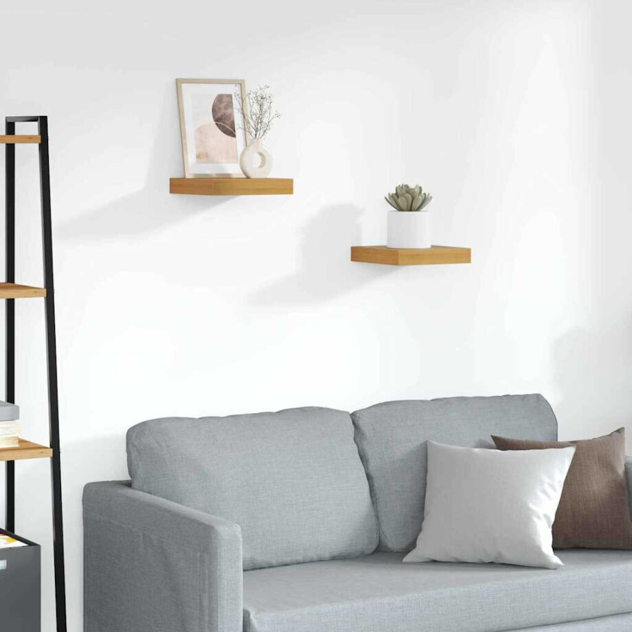 vidaXL Wandplank met opslag 2 pcs Bruin 23 x 23,5 x 4 cm Bewerkt hout afbeelding 1