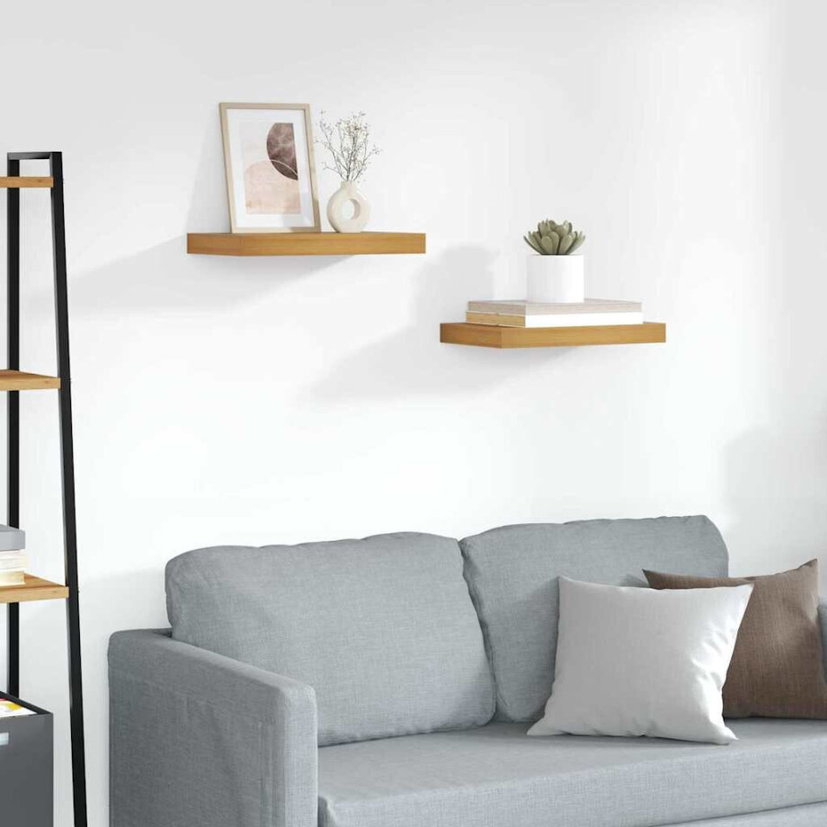 vidaXL Wandplank met opslag 2 pcs Bruin 40 x 23,5 x 4 cm Bewerkt hout afbeelding 1