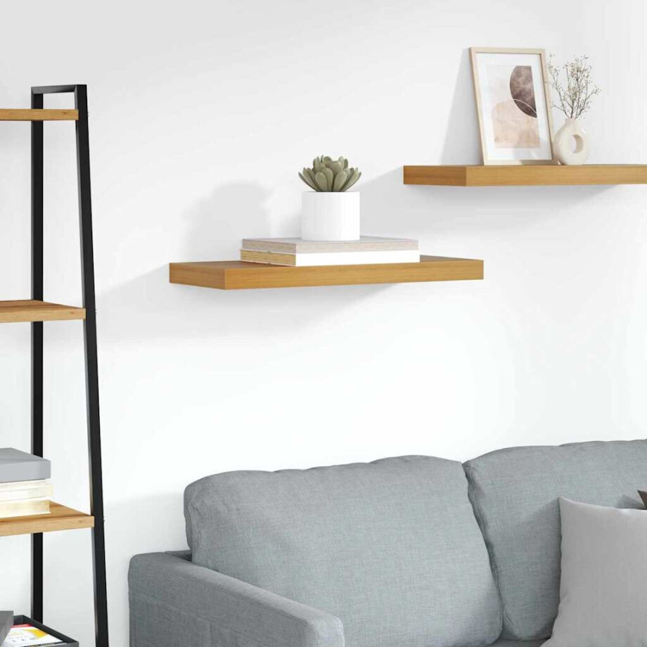 vidaXL Wandplank Wandgemonteerd Bruin 60 x 23 x 4 cm Bewerkt hout afbeelding 1