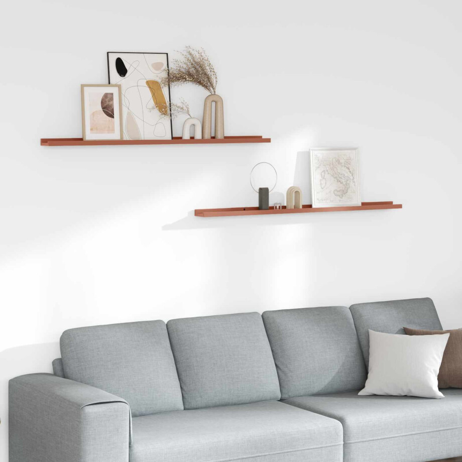 vidaXL Wandplank met plank 2 pcs Rood 115 x 9 x 3 cm Bewerkt hout afbeelding 1