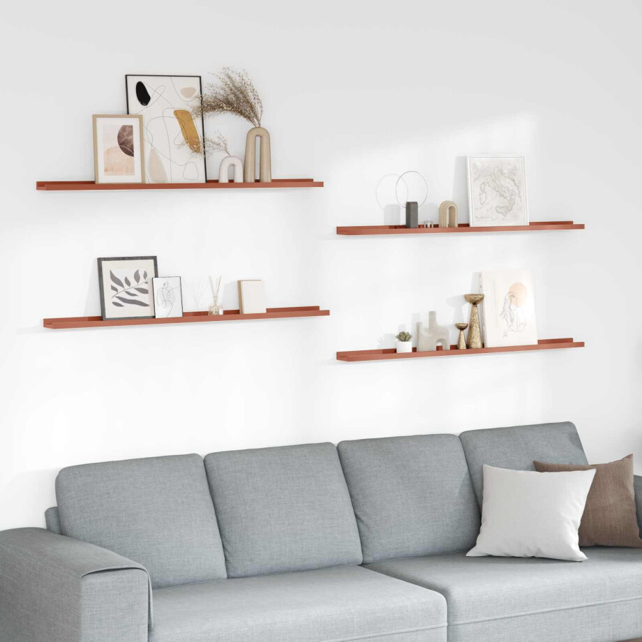 vidaXL Wandplank met plank 4 pcs Rood 115 x 9 x 3 cm Bewerkt hout afbeelding 1