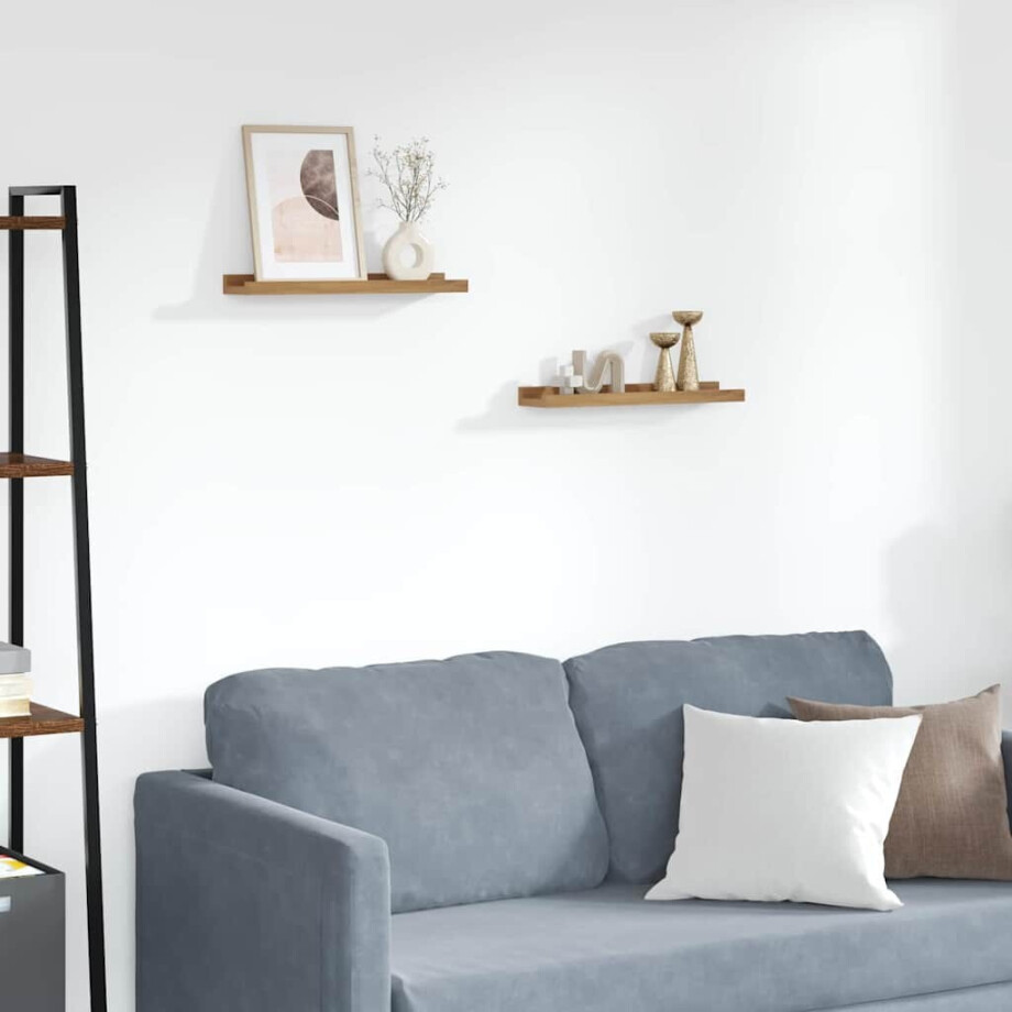 vidaXL Wandplank met plank 2 pcs Bruin 40 x 9 x 3 cm Bewerkt hout afbeelding 1