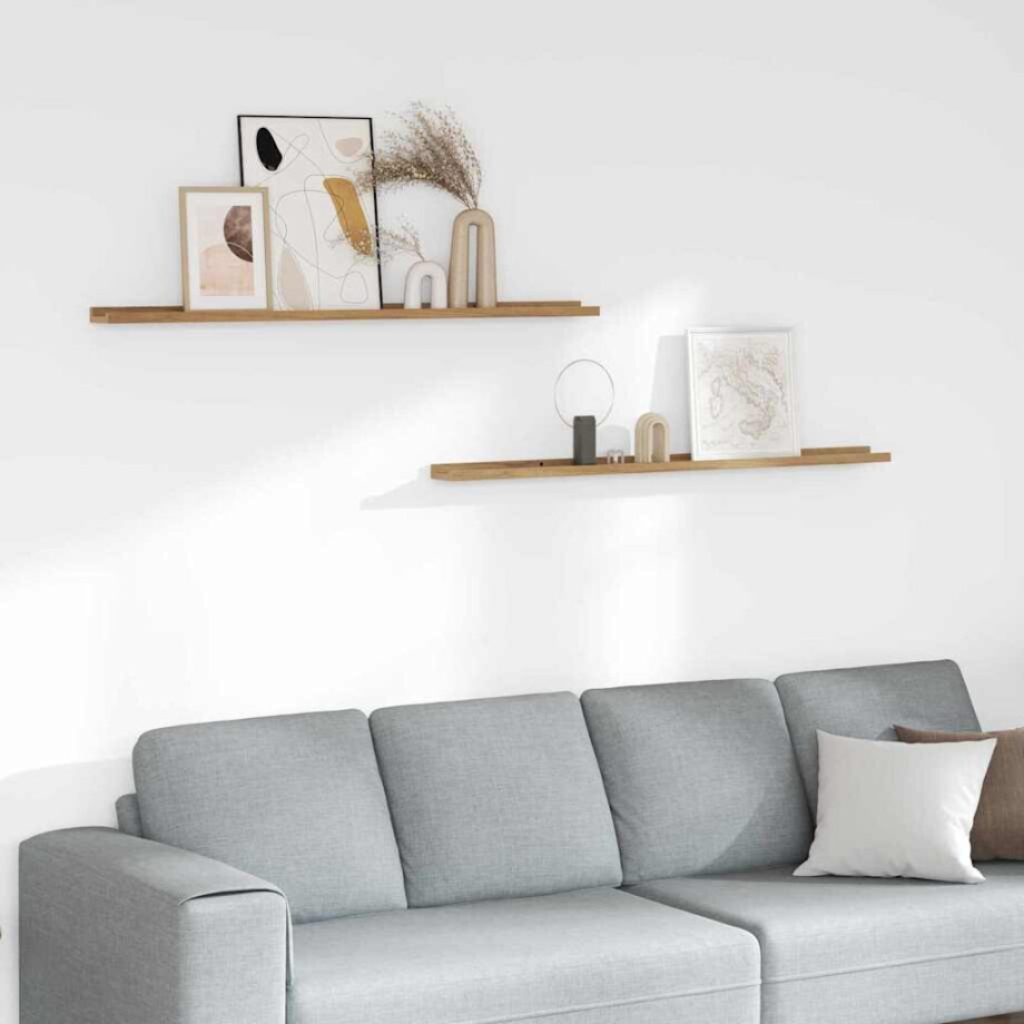 vidaXL Wandplank met plank 2 pcs Bruin 115 x 9 x 3 cm Bewerkt hout vidaXL Wandplank met plank 2 pcs Bruin 115 x 9 x 3 cm Bewerkt hout afbeelding 1