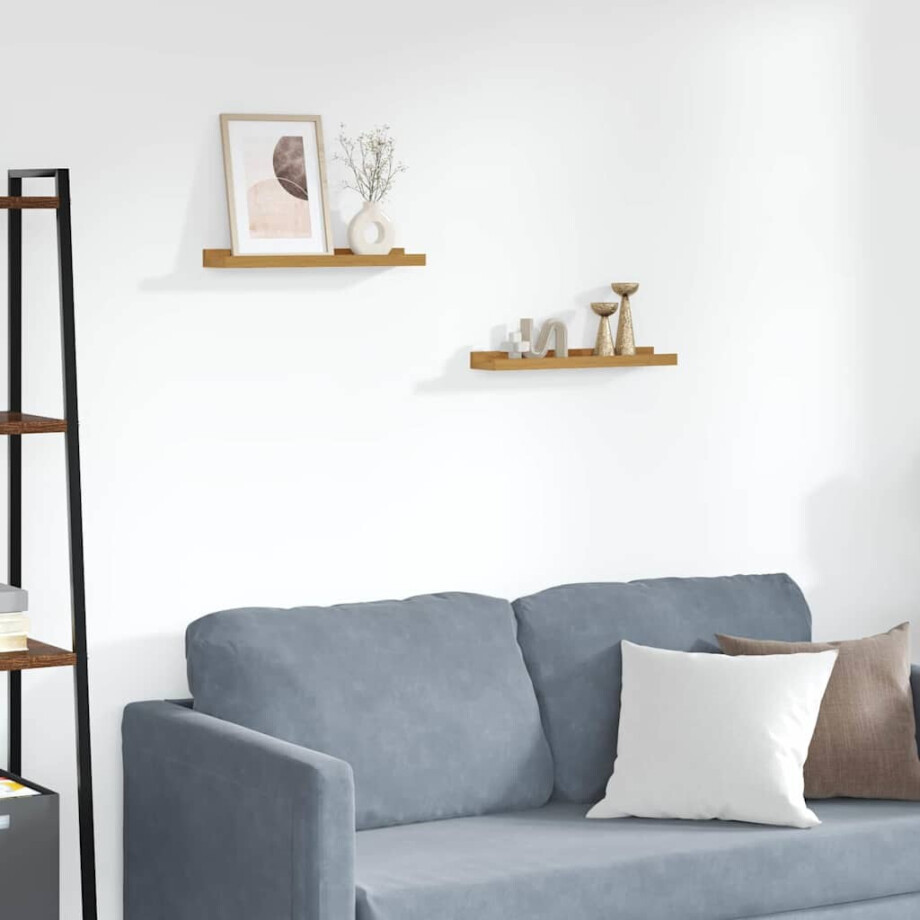 vidaXL Wandplank met plank 2 pcs Beige 40 x 9 x 3 cm Bewerkt hout afbeelding 1