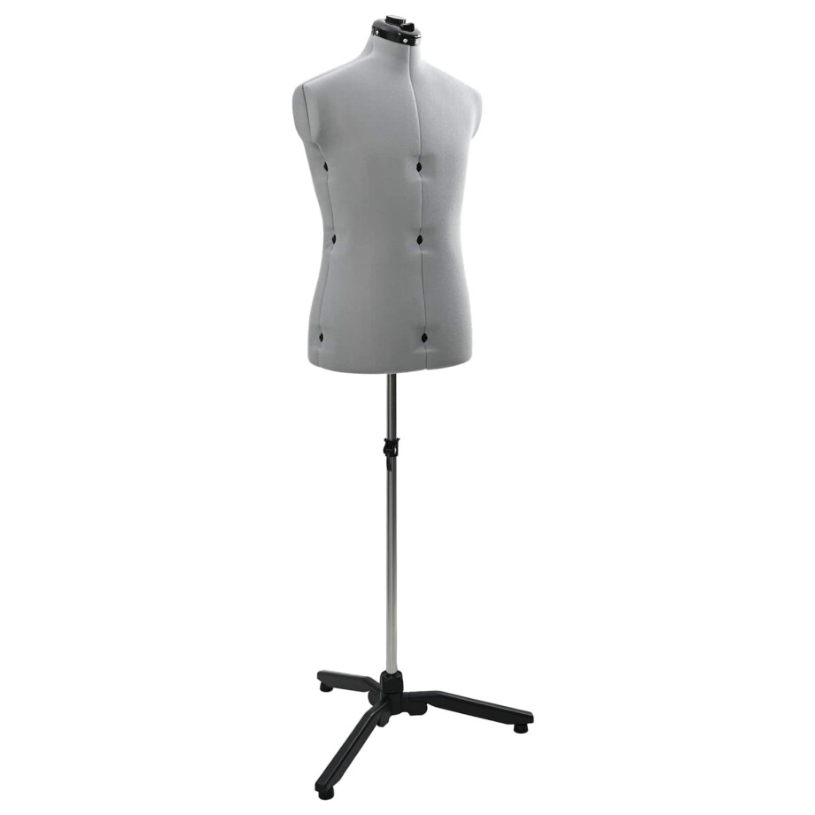 vidaXL Verstelbare Kleedvorm Man Grijs 37.5-45.5 inch Stof afbeelding 1